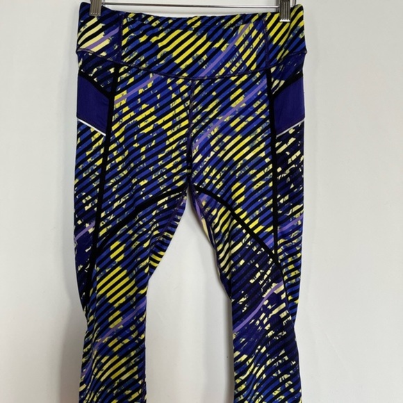 Athleta Capri Crop Lightweight Blue Yellow Leggings Size‎ S - Picture 6 of 12